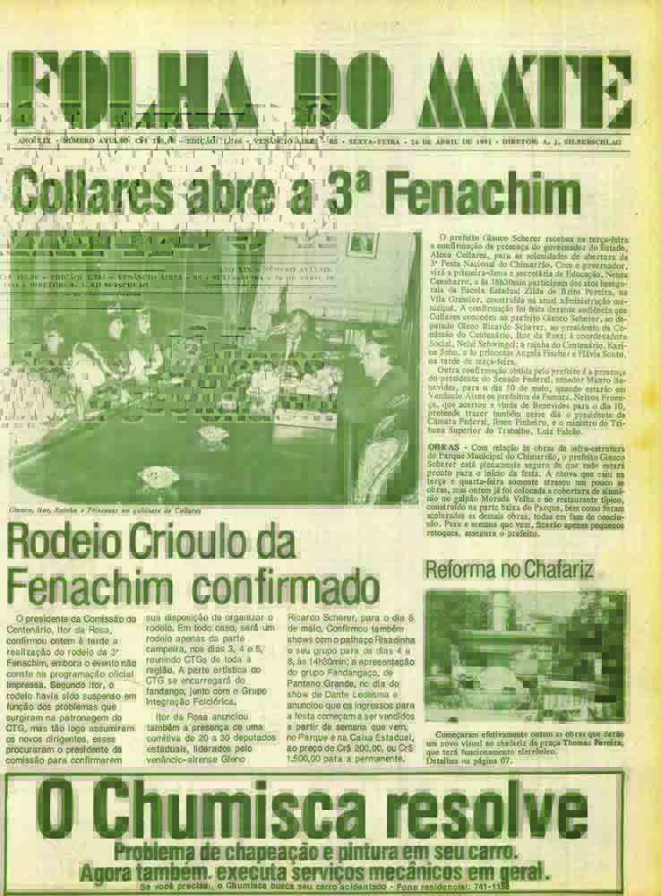 Capa 3° Fenachim 1991_(Arquivo Folha do Mate)